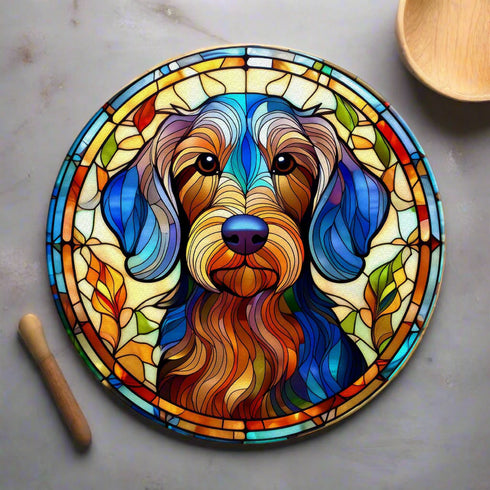 Dachshund Wirehaired Glass Suncatcher Worktop Saver